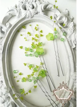 Дизайнерски фуркети - украса за коса в зелено Green Ivy by Rosie